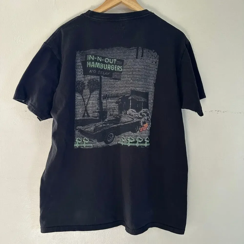 In-N-Out Burger Hamburgers California Short Sleeve Shirt Unisex Black Size Large